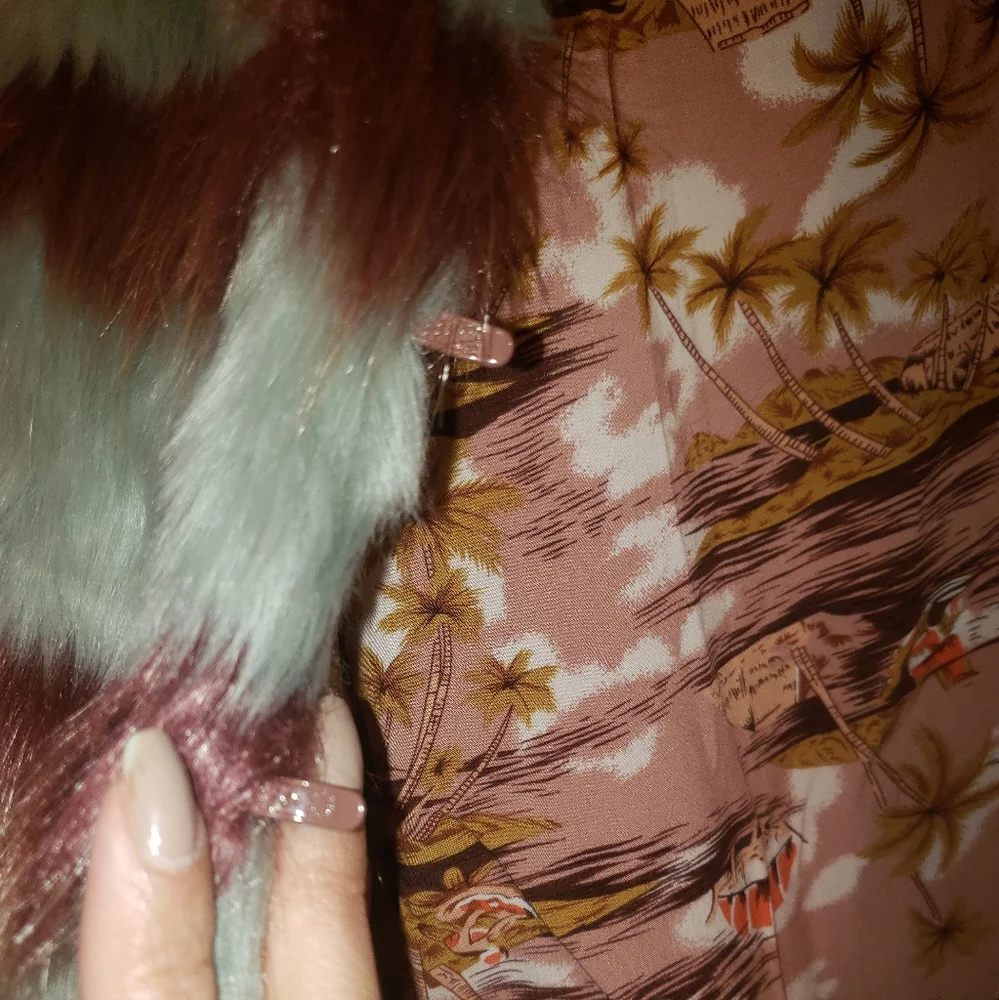 RARE Scotch R' Belle faux fur striped coat